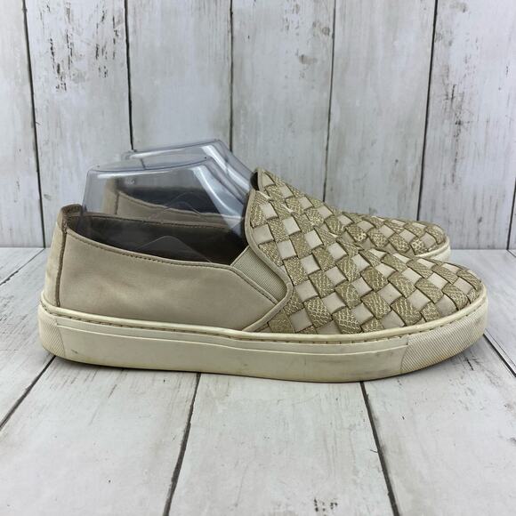 The FLEXX What A Sneak Loafer Slip On Sneaker Off-white/Gold Nubuck Size 9.5 - Picture 1 of 11